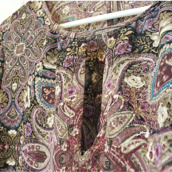 J. JILL Keyhole Front Paisley Blouse Medium - Picture 3 of 8